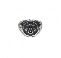 R002355 Genuine Sterling Silver Men Signet Ring Tiger Solid Stamped 925 Handmade
